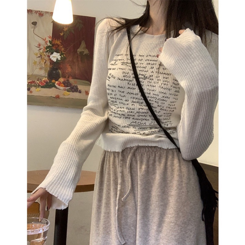 Áo thun tay dài chữ