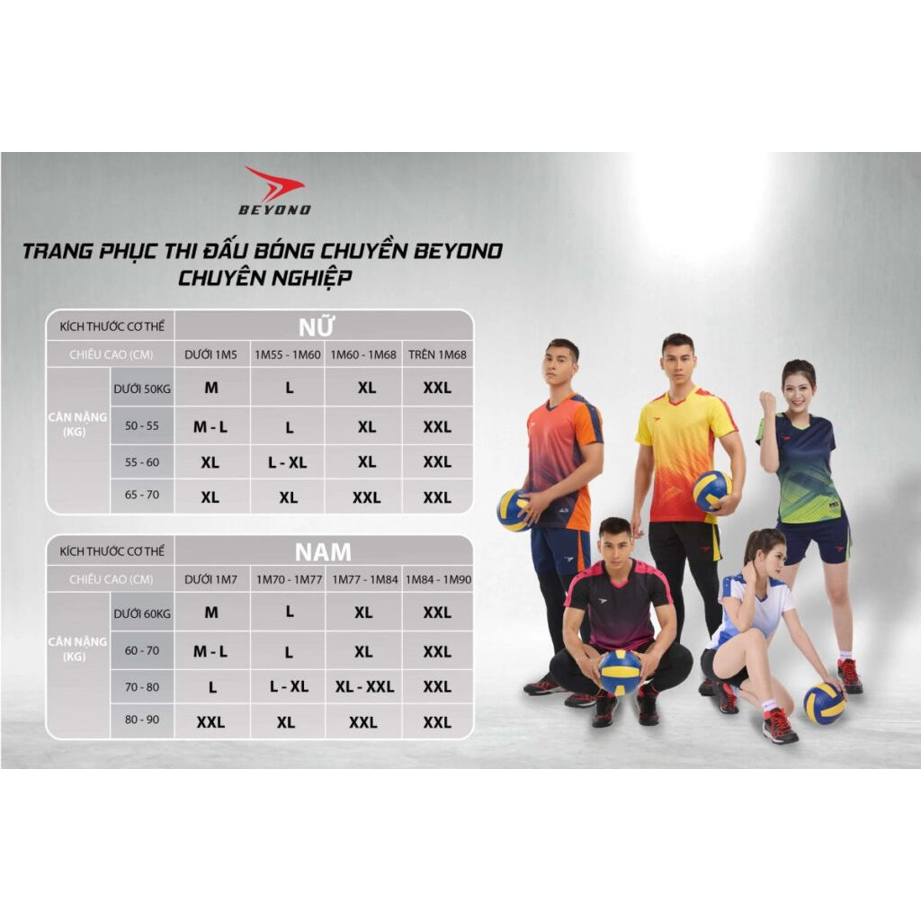 Bộ Quần Áo Bóng Chuyền Nam Nữ Beyono Chính Hãng, Áo Bóng Chuyền Beyono Thấm Hút Mồ Hôi