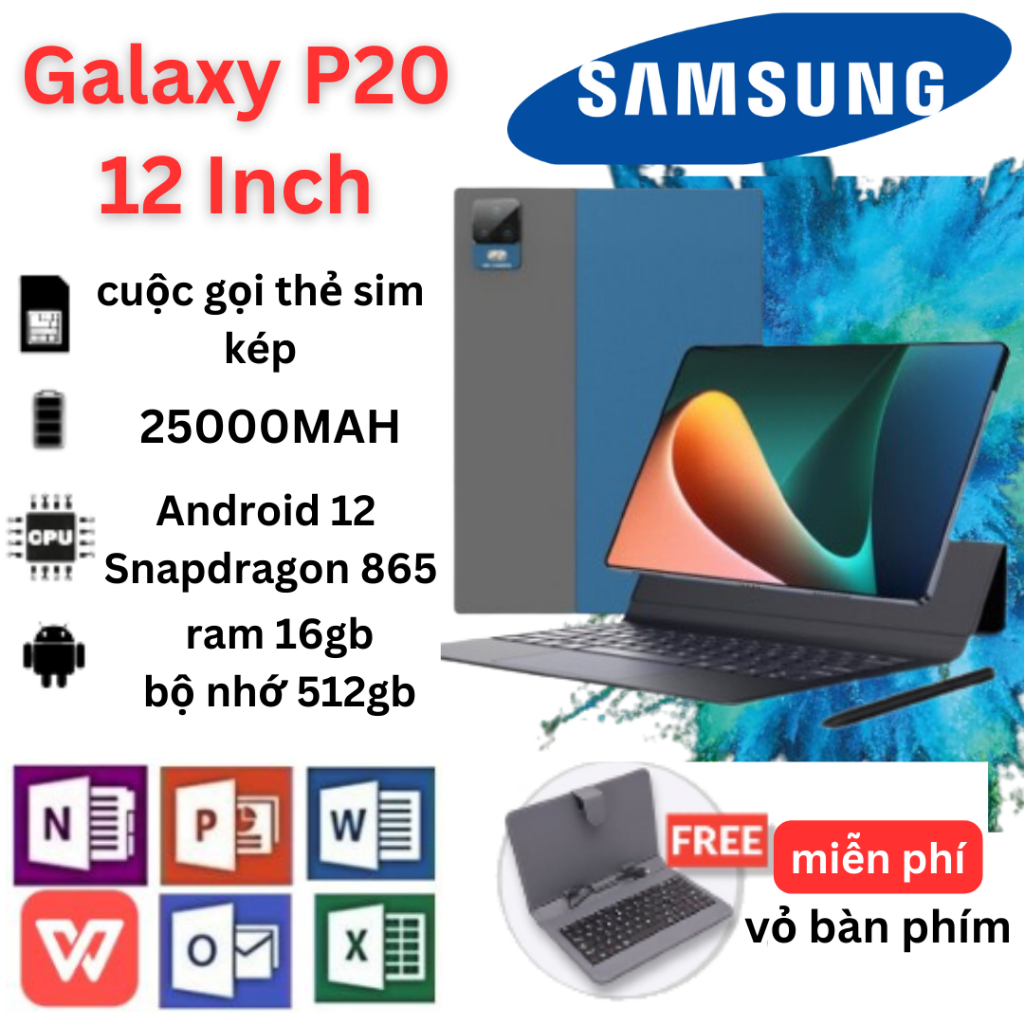 MẪU MỚI Máy tính bảng 5G Samsung Galaxy P20 Máy tính bảng 12 inch 16GB + 512GB Máy tính bảng học tập cho máy tính b