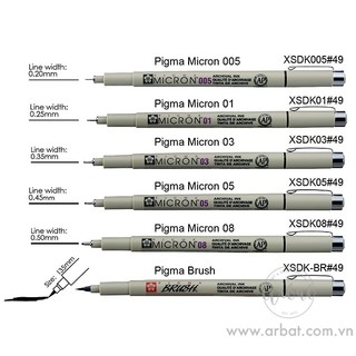[ARBAT] Set 6 cây bút line Sakura Pigma Micron
