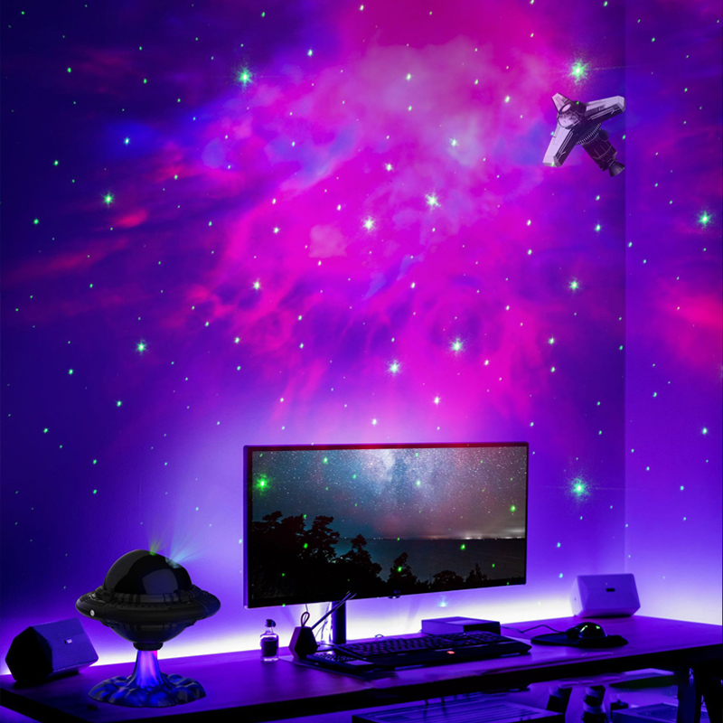 Đĩa bay thiên hà UFO, hiệu ứng đế UFO, đèn phi hành gia nhiều màu trang trí phòng cực chill hàng cao cấp