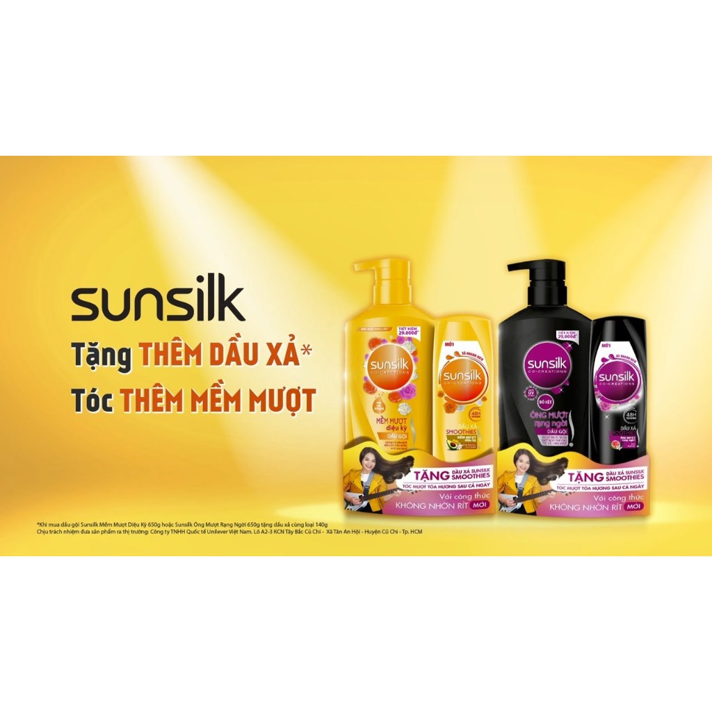 SUNSILK DẦU XẢ ÓNG MƯỢT RẠNG NGỜI CHAI 140G