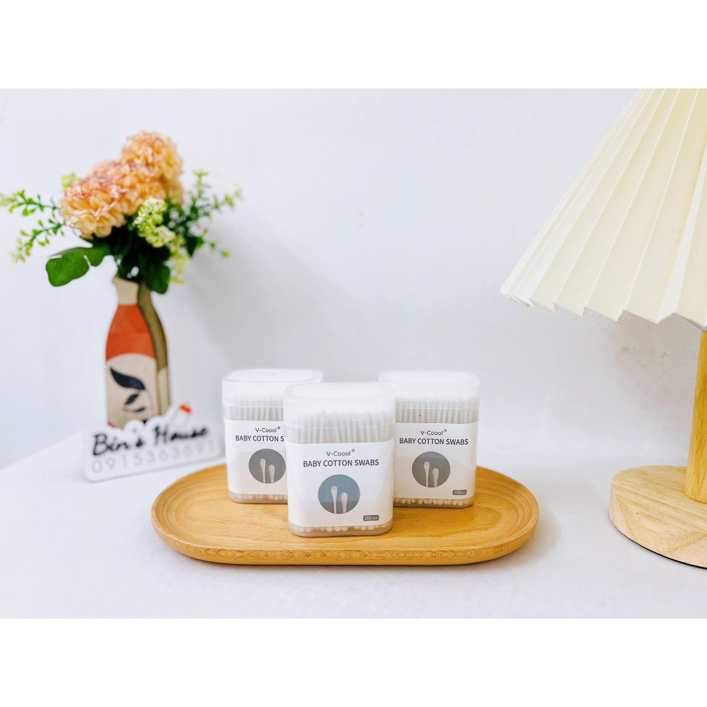 Tăm bông sơ sinh V-Cool chính hãng hộp 200 que_Binshouse