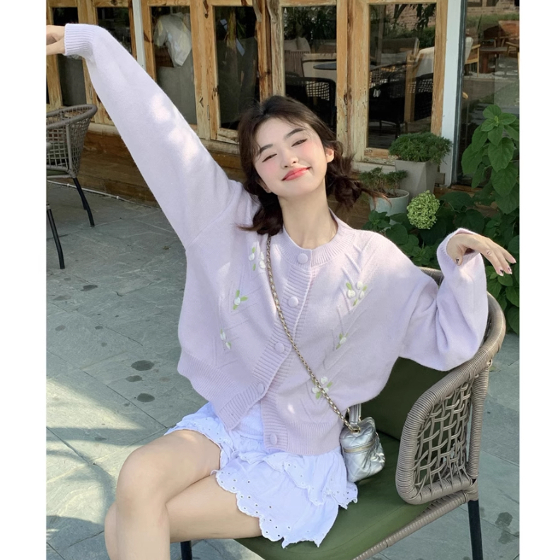 Áo cardigan len nữ Áo kiểu tiểu thư đính hóa Firstdateclothing 122