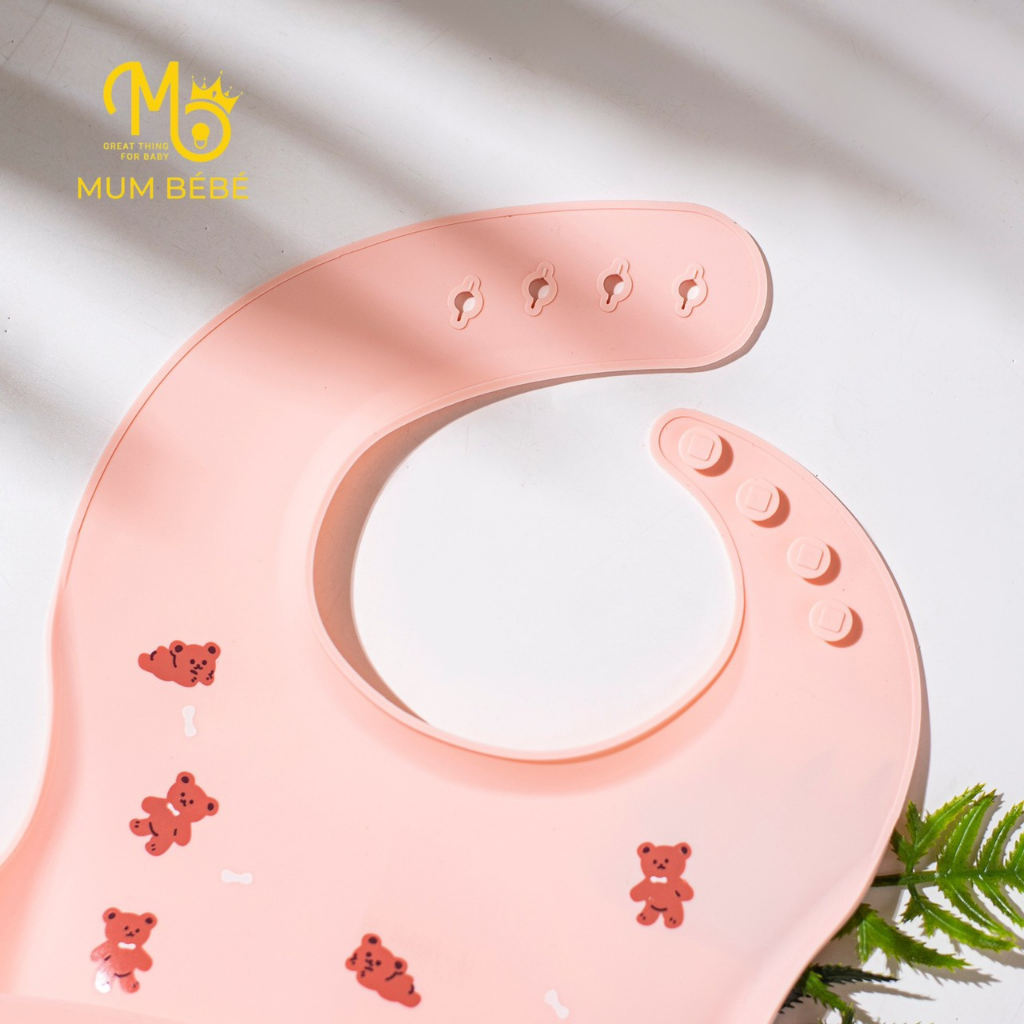 Yếm Hàn Mumbebe Ăn Dặm Silicon 100% Cao Cấp Có Máng Siêu Mềm Cho Bé Xinh Xắn