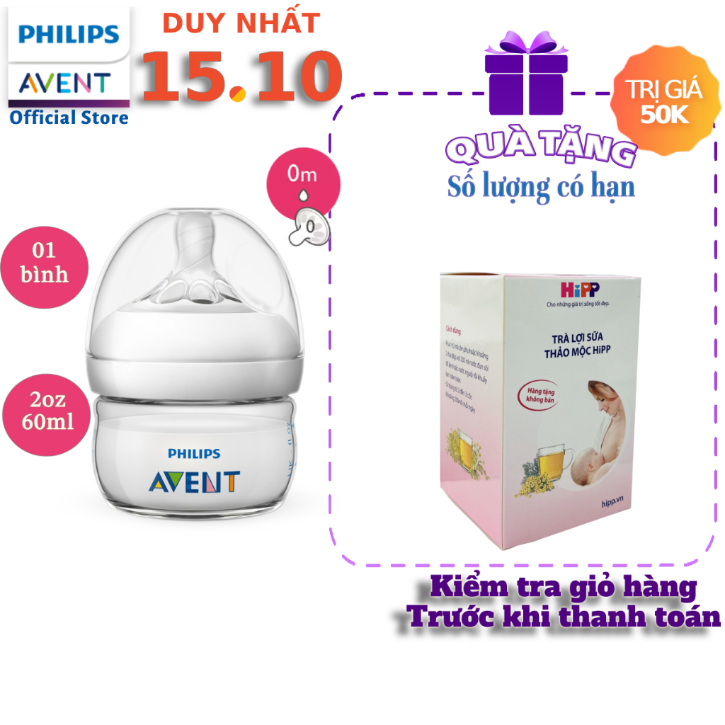 Philips Avent bình sữa mô phỏng tự nhiên 60ml cho bé sơ sinh SCF039/17