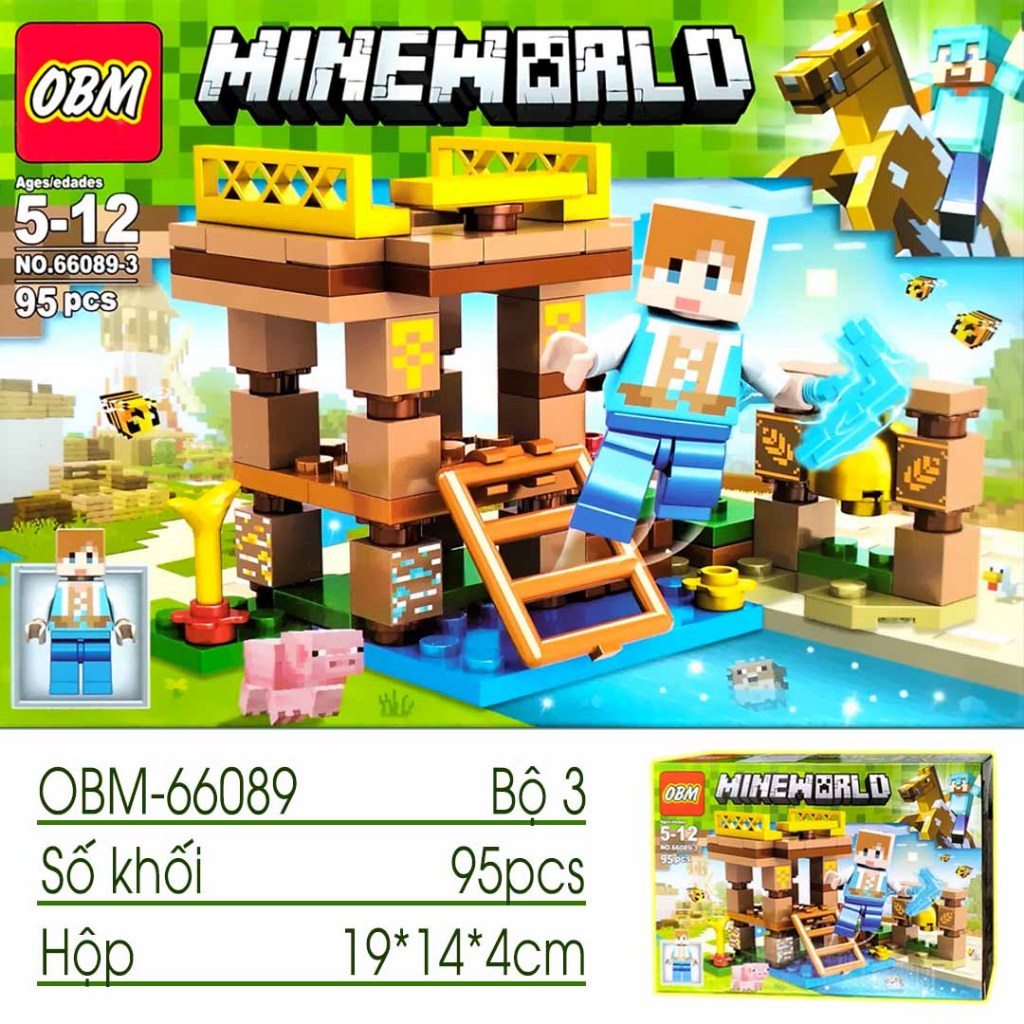 Đồ chơi lắp ráp mô hình minecraft OBM66089 khu rừng 4in1