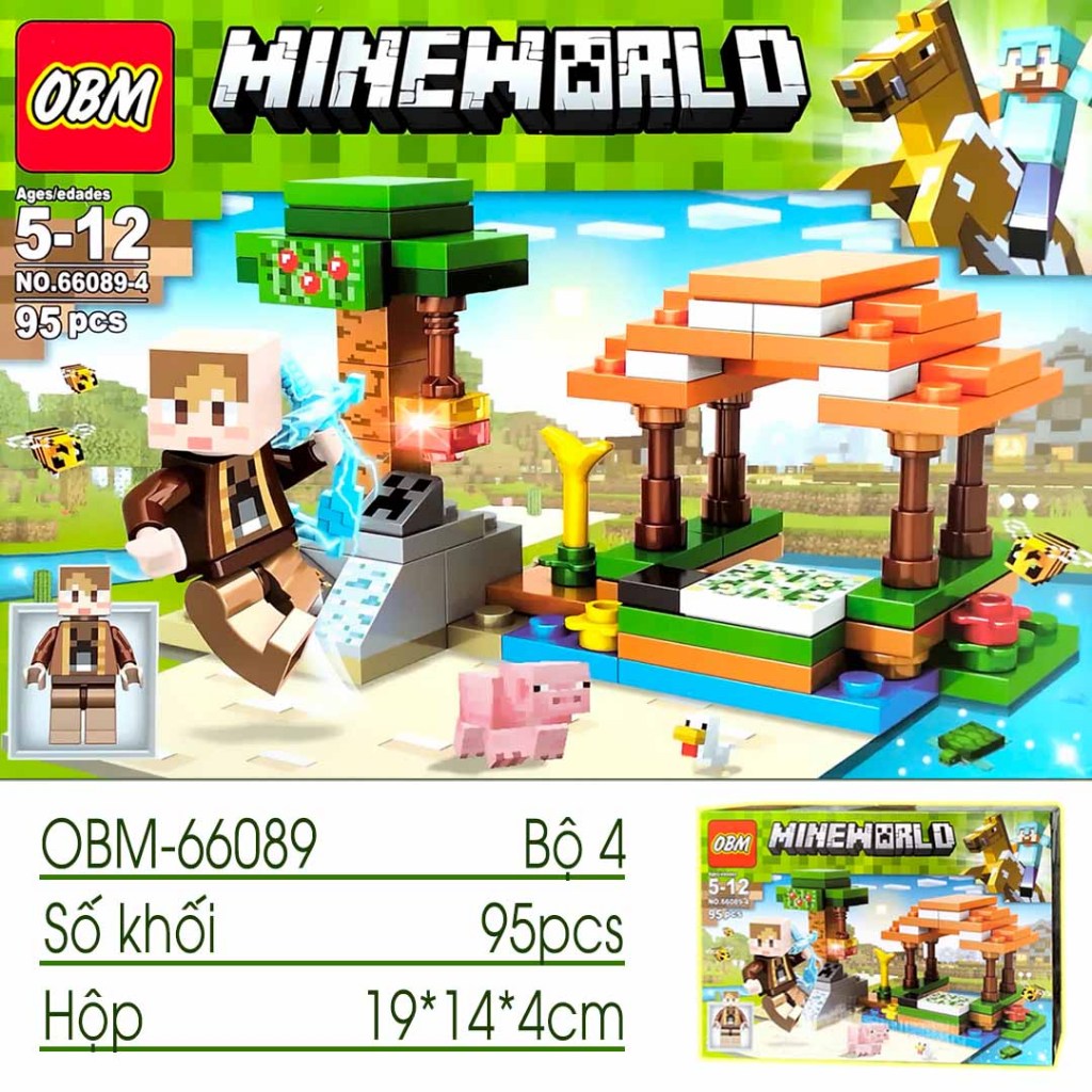 Đồ chơi lắp ráp mô hình minecraft OBM66089 khu rừng 4in1