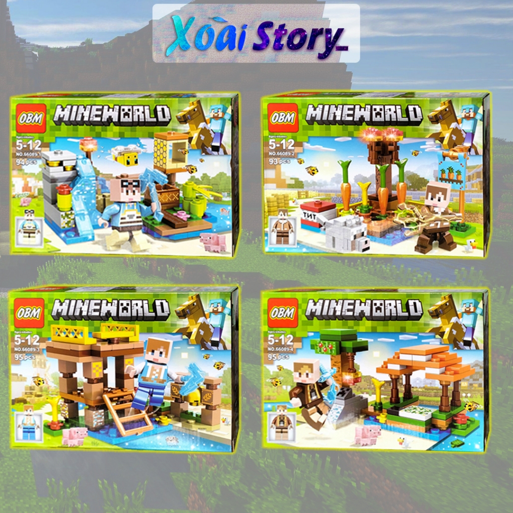 Đồ chơi lắp ráp mô hình minecraft OBM66089 khu rừng 4in1