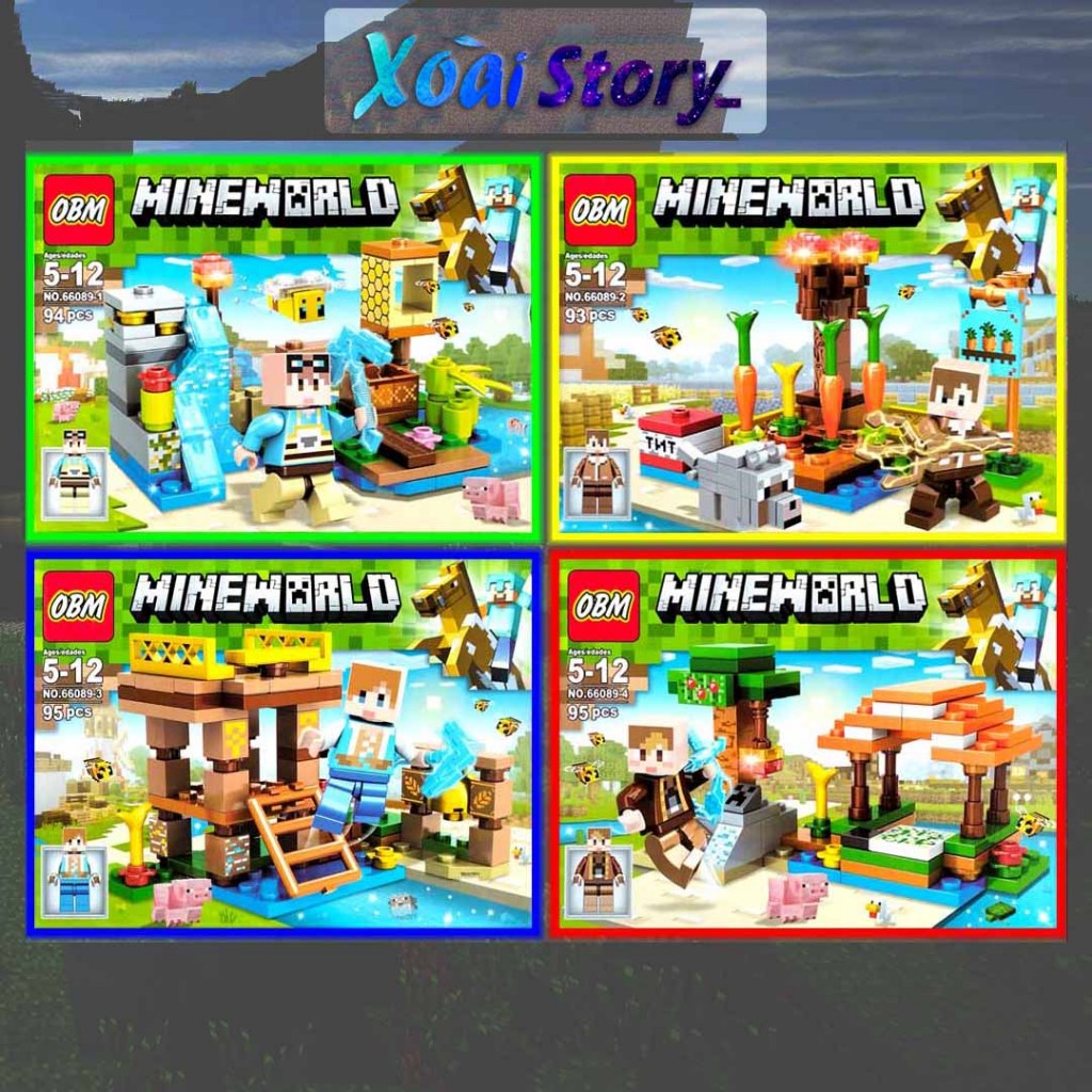 Đồ chơi lắp ráp mô hình minecraft OBM66089 khu rừng 4in1