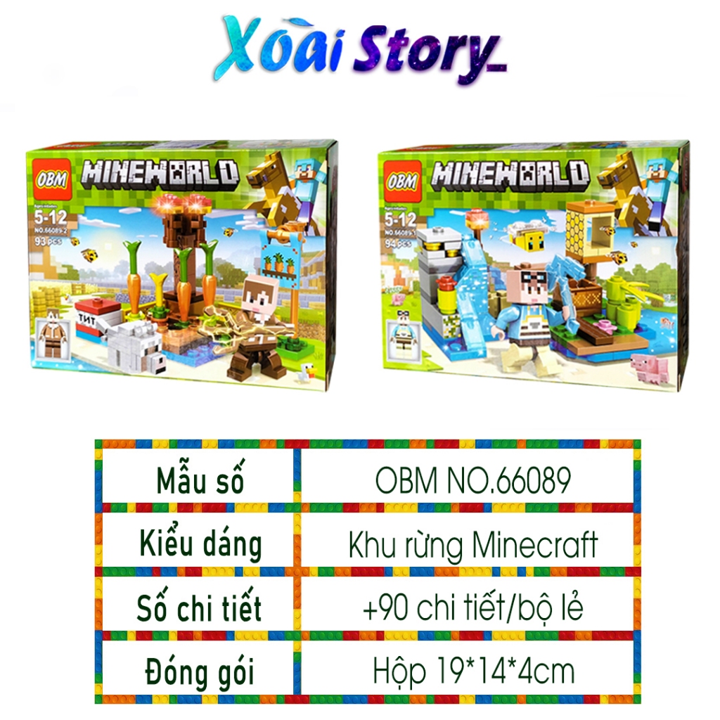 Đồ chơi lắp ráp mô hình minecraft OBM66089 khu rừng 4in1