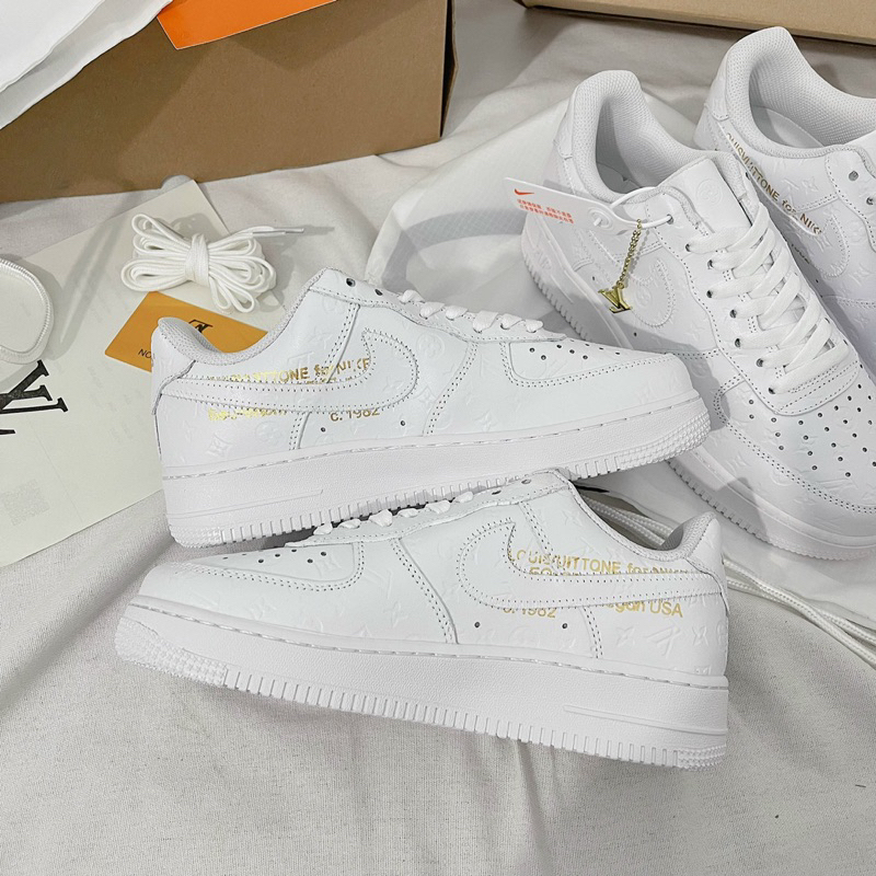 Giày aff1 full trắng hoạ tiết LV phiên bản likeauth