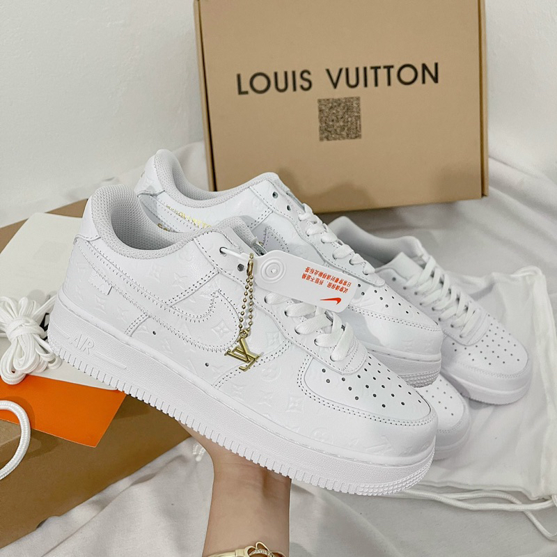 Giày aff1 full trắng hoạ tiết LV phiên bản likeauth