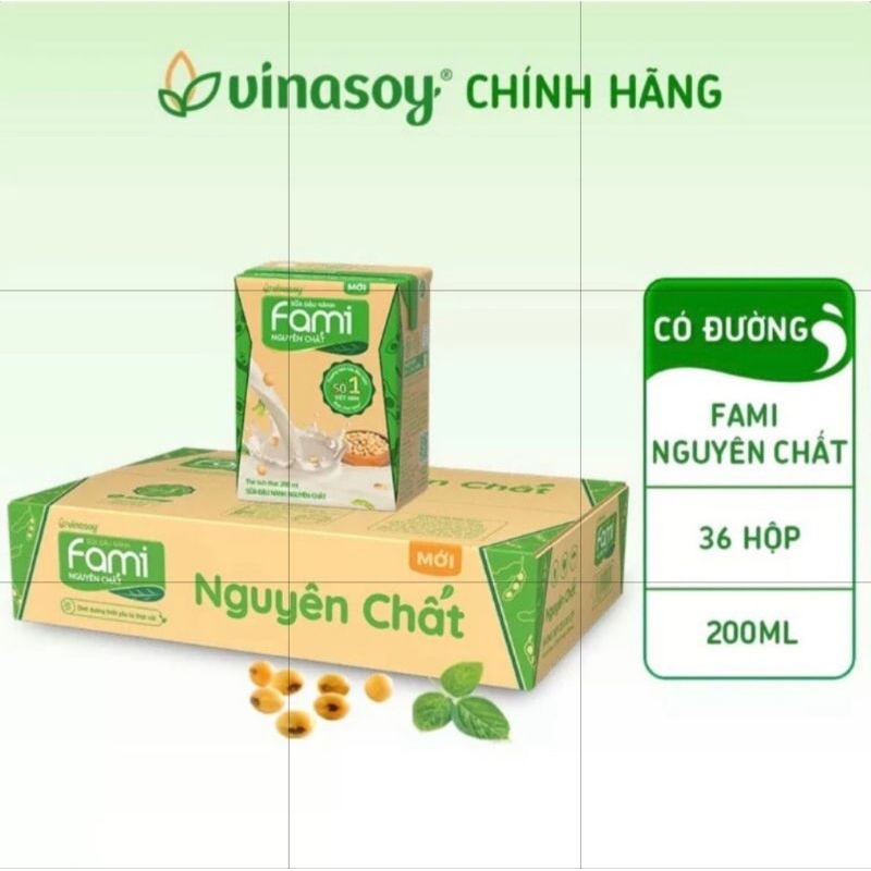 sữa fami nguyên chất, canxi thùng 36 hộp