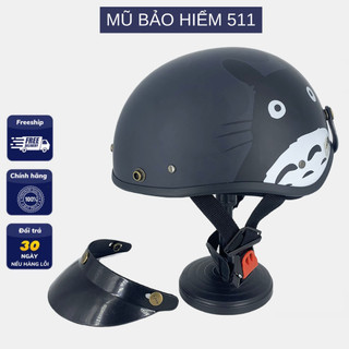 Mũ bảo hiểm nửa đầu - mèo béo đen - cao cấp