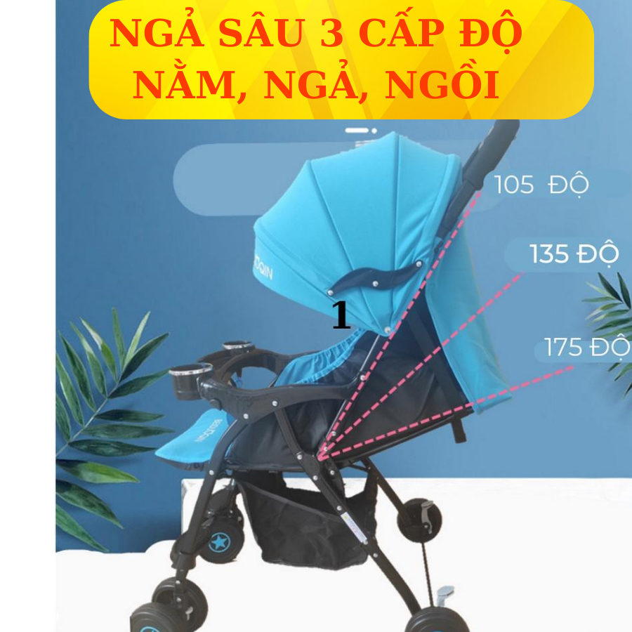 Xe đẩy cho bé sơ sinh, xe cho  e bé gấp gọn 3 tư thế cho bé