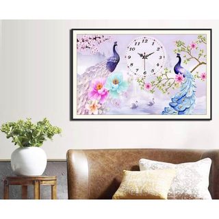 Tranh đính đá đôi công phú quý - kich thước: 75x50cm
