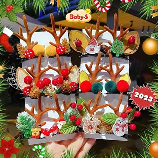 Kẹp tóc Giáng sinh sừng tuần lộc Baby-S, Set 2 kẹp tóc Noel trang trí đáng yêu lạ mắt (2pcs) – SNOEL006