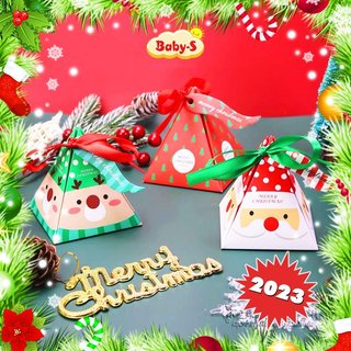 Hộp quà tặng Noel đựng kẹo xinh xắn Baby-S, Hộp đựng quà Giáng sinh hình kim tự tháp ngộ nghĩnh – SG003
