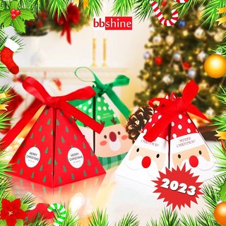 Hộp đựng quà Giáng sinh hình kim tự tháp BBShine, Hộp quà Noel đựng kẹo ngộ nghĩnh xinh xắn – G003