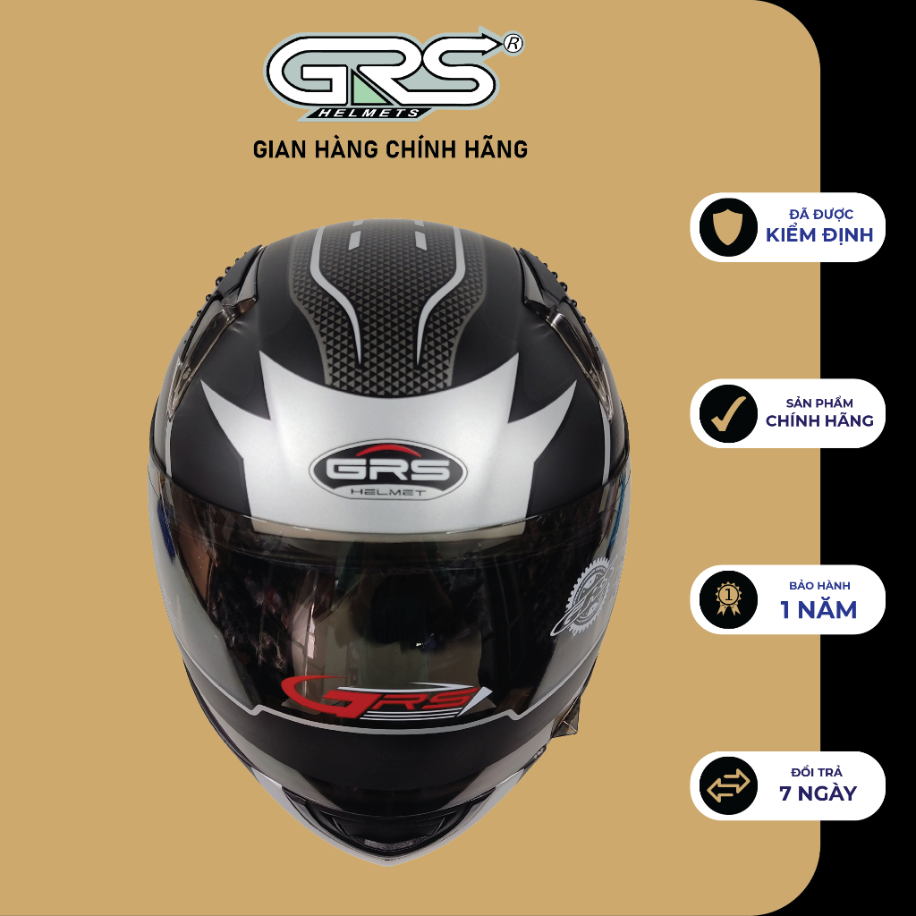 Mũ bảo hiểm fullface trùm đầu GRS A801k tem mới - hàng chính hãng