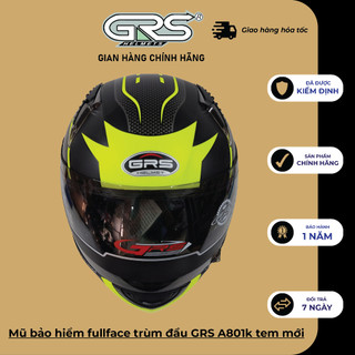 Mũ bảo hiểm fullface trùm đầu GRS A801k tem mới - hàng chính hãng