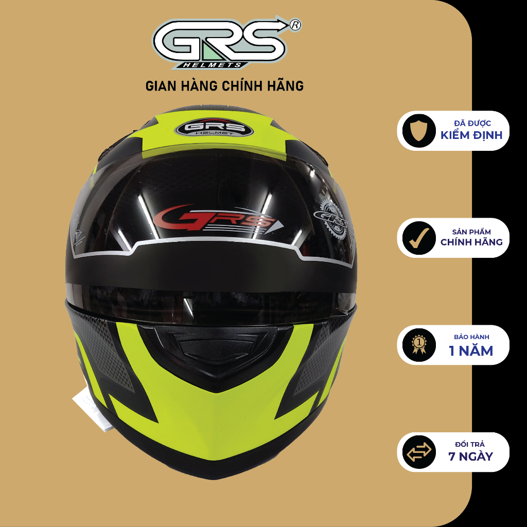 Mũ bảo hiểm fullface trùm đầu GRS A801k tem mới - hàng chính hãng