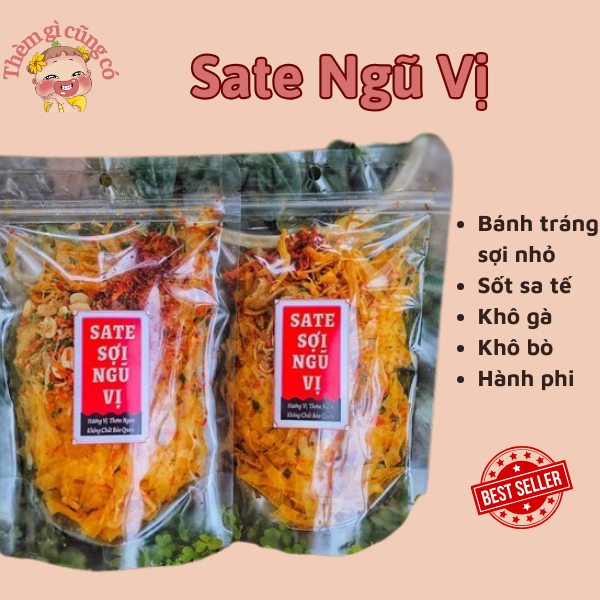 Bánh Tráng Sate Sợi ngũ vị túi Zip 150g thơm ngon tròn vị- Thèm Gì Cũng Có