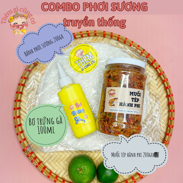 COMBO PHƠI SƯƠNG TRUYỀN THÔNG 200GR KÈM BƠ VÀ MUỐI TEP HÀNH PHI size lớn 4-5 người ăn- Thèm gì cũng có