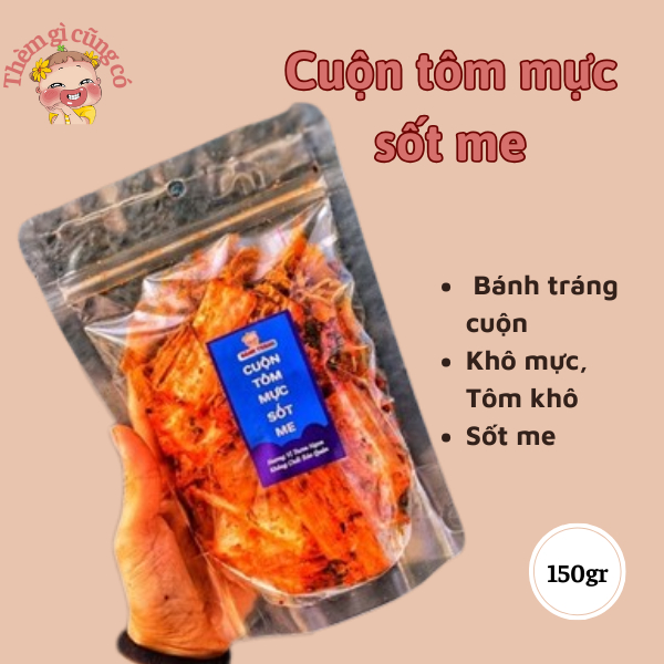 Bánh Tráng Cuộn Tôm Mực Sốt Me