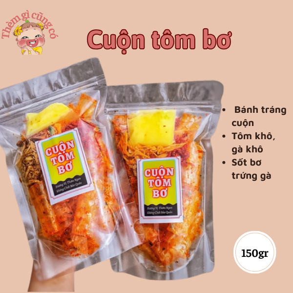 Bánh Tráng cuộn tôm bơ 200gr  túi zip cao cấp - Thèm Gì cũng có