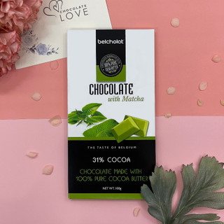 Socola thanh matcha 31% cacao belcholat 100g, chocolate with matcha 31% cacao belcholat 100g
