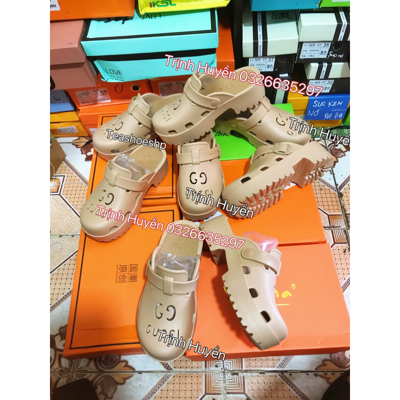 Giày sục GC hottrend đế cao 5cm siêu nhẹ,giày hở gót răng cưa hot,dép crocs hot