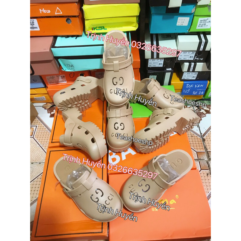 Giày sục GC hottrend đế cao 5cm siêu nhẹ,giày hở gót răng cưa hot,dép crocs hot