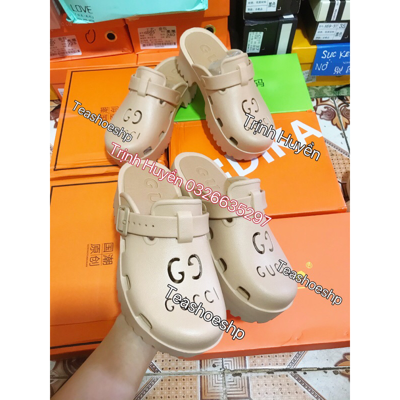 Giày sục GC hottrend đế cao 5cm siêu nhẹ,giày hở gót răng cưa hot,dép crocs hot