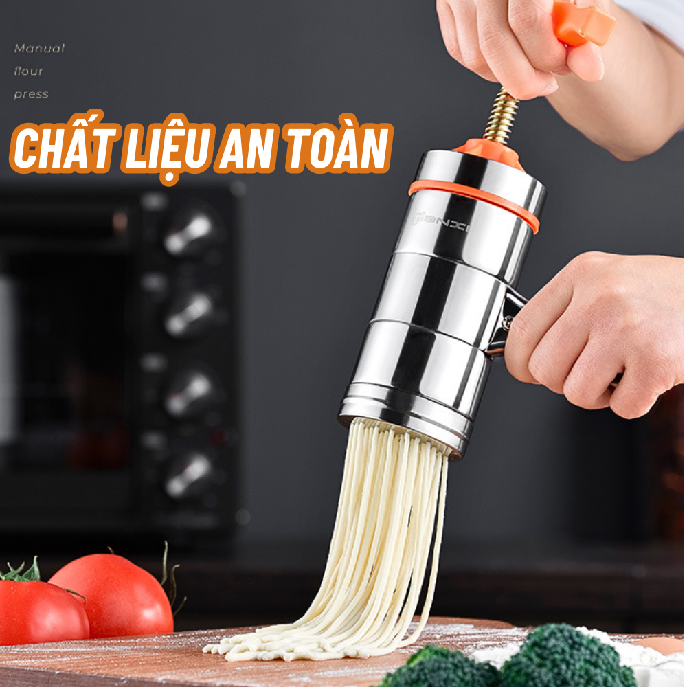 Khuôn Máy Ép Làm Bún Tươi, Mỳ Sợi, Mì Nui, Làm Bánh Canh Tại Nhà 5 Đầu Cắt Inox Đa Năng Cao Cấp, Tiện Ích Cho Gia Đình