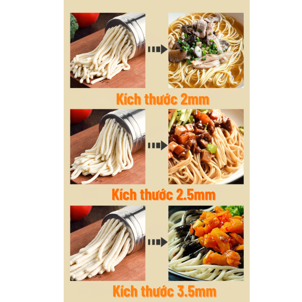 Khuôn Máy Ép Làm Bún Tươi, Mỳ Sợi, Mì Nui, Làm Bánh Canh Tại Nhà 5 Đầu Cắt Inox Đa Năng Cao Cấp, Tiện Ích Cho Gia Đình