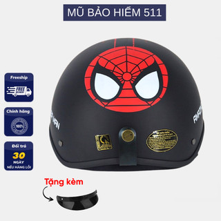 Mũ Bảo Hiểm Teem Spider Man, Nón Bảo Hiểm Đi Phượt Nửa Đầu Tặng Kèm Kính phượt UV 400 7 màu