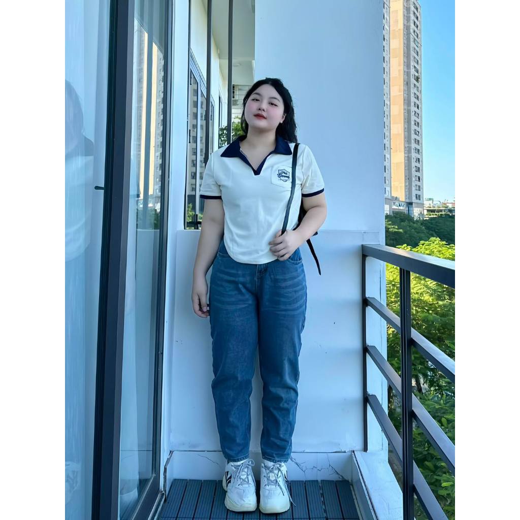 Quần BIGSIZE jean baggy khuy cài eo M8398 55-95KG