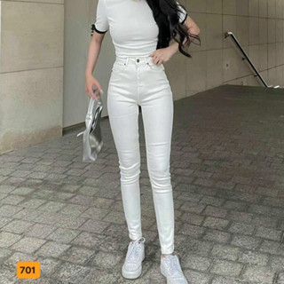 Quần jean nữ màu trắng co giãn, quần bò lưng cao 9 tấc dáng ôm body cạp cao nhiều anhkhoi68_shop ms636