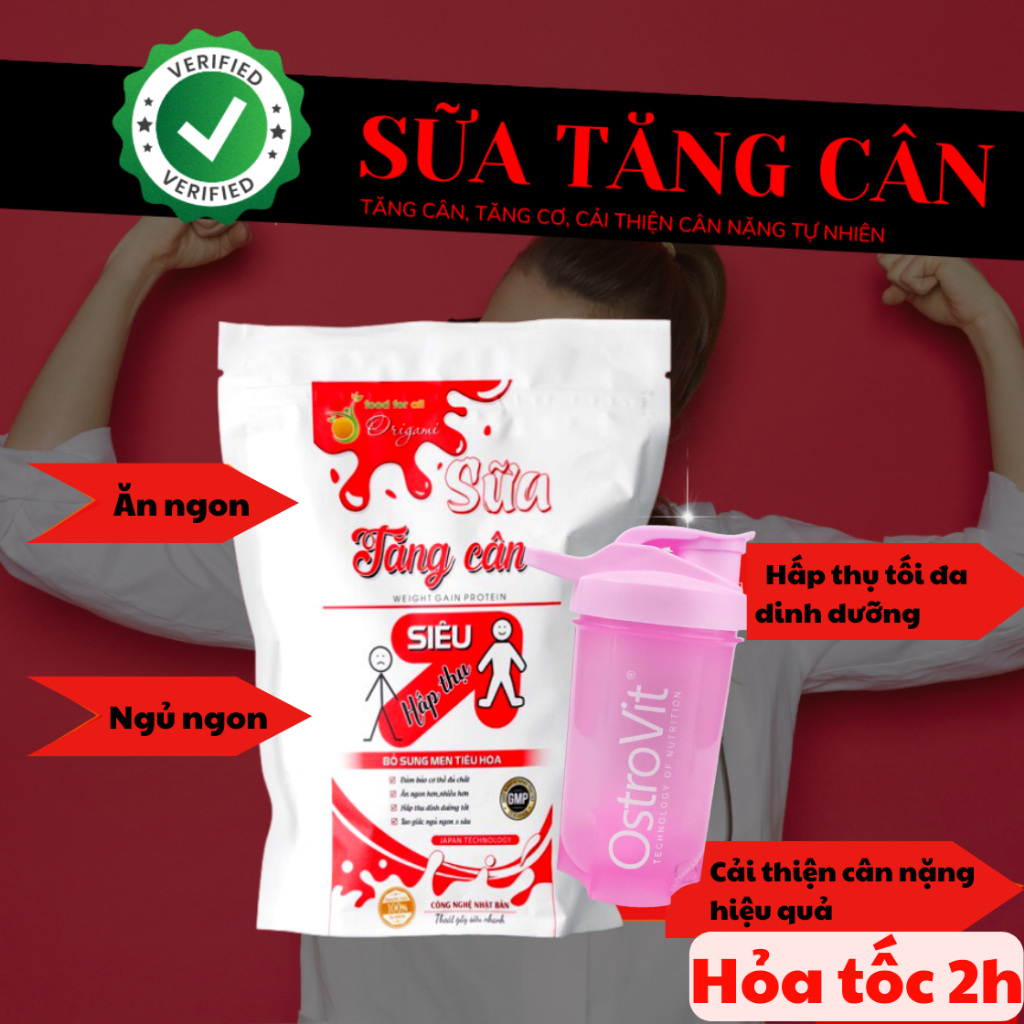 Ngũ cốc tăng cân siêu hạt ORIGAMI hiệu quả cao cấp, tăng cân lợi sữa, siêu hấp thụ cho người gầy (500gr)