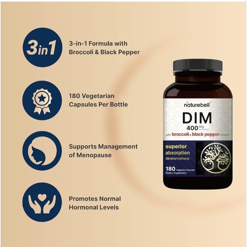 Viên Dim 400mg Liều Cao Bông Cải Xanh, Black Pepper, Sinh Lý, Giảm Mụn, Giảm Cân Nam Nữ Naturebell