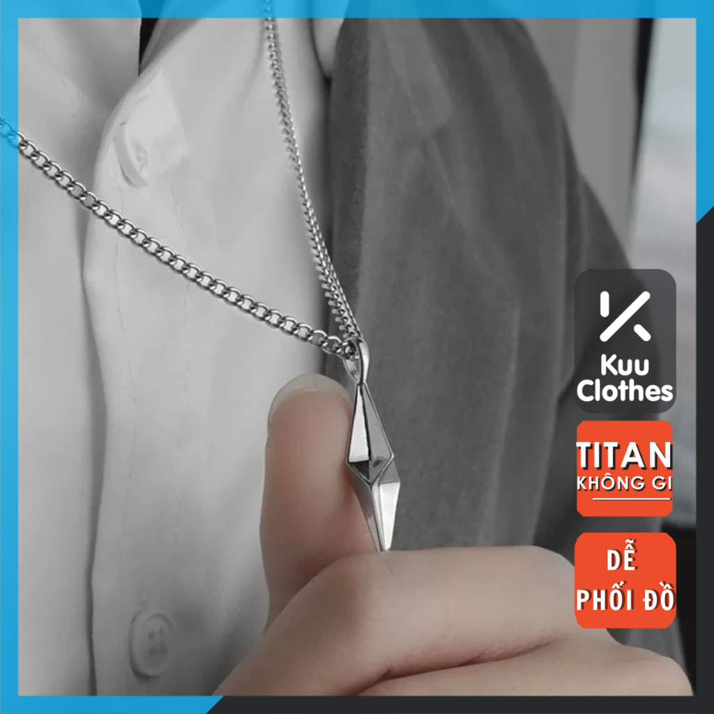 Dây chuyền nam nữ unisex Pendant Kuu Clothes mặt vòng cổ hình thoi cá tính chất liệu titan không gỉ - Vòng Cổ Pendant