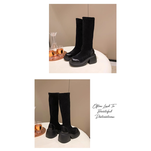 GIÀY BỐT ĐÙI DA LỘN ĐẾ CAO PHONG CÁCH