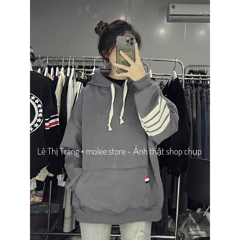Áo hoodie thom sọc tay lót lông - ảnh thật molee.store