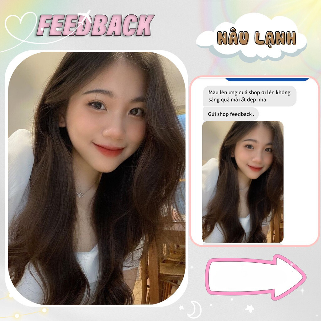 Thuốc nhuộm tóc NÂU LẠNH không tẩy phong cách Blackpink Hàn Quốc hottrend dưỡng mềm mượt tặng mũ trùm găng tay May Hair