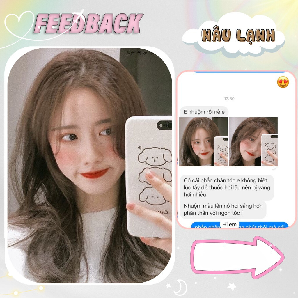 Thuốc nhuộm tóc NÂU LẠNH không tẩy phong cách Blackpink Hàn Quốc hottrend dưỡng mềm mượt tặng mũ trùm găng tay May Hair