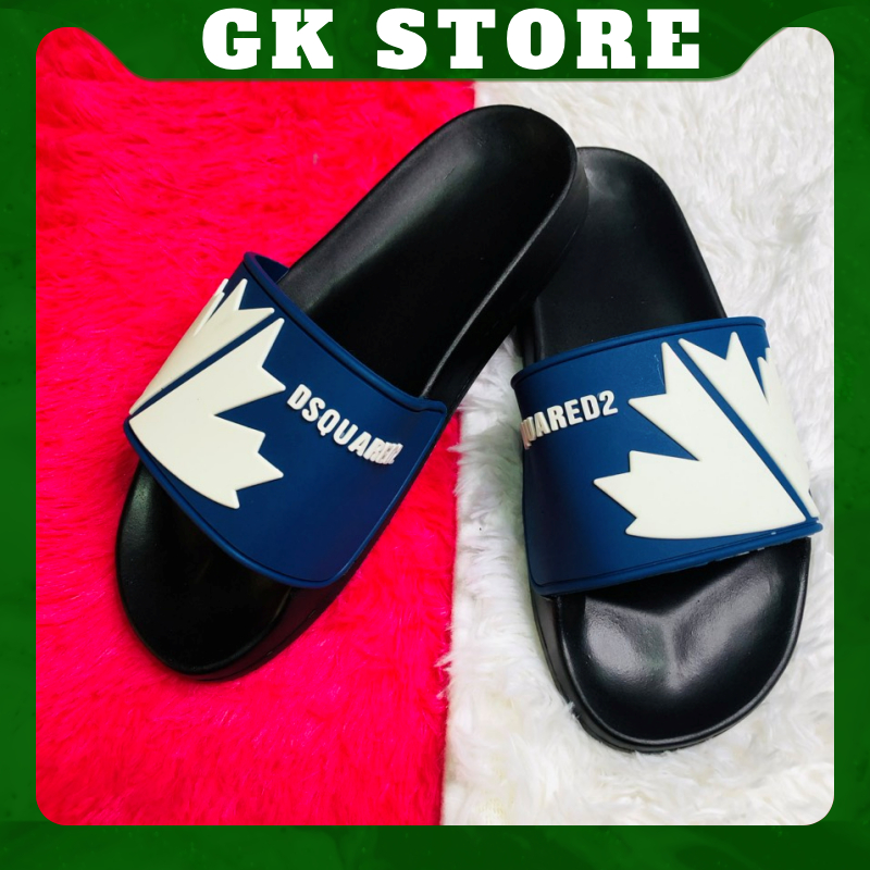 Dép lê thời trang quai ngang nam đẹp lá đen. Hàng full size từ 37-43  - GK STORE