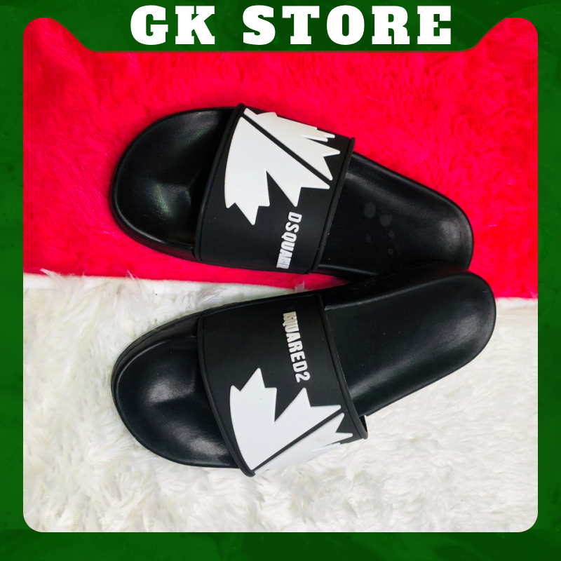 Dép lê thời trang quai ngang nam đẹp lá đen. Hàng full size từ 37-43  - GK STORE
