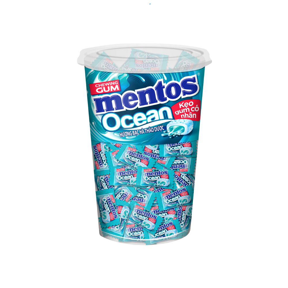 Kẹo Gum Mentos Ocean Có Nhân Hương Bạc Hà Thảo Dược (hủ 281,2g)